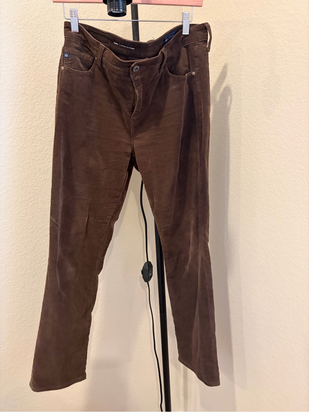 AG Adriano Goldschmied Women's Straight Leg Corduroy Pants in Chocolate Brown